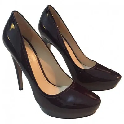 Pre-owned Prada Wine Patent Pumps In Purple