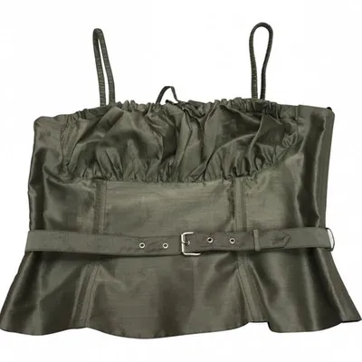 Pre-owned Vivienne Westwood Silk Corset In Khaki