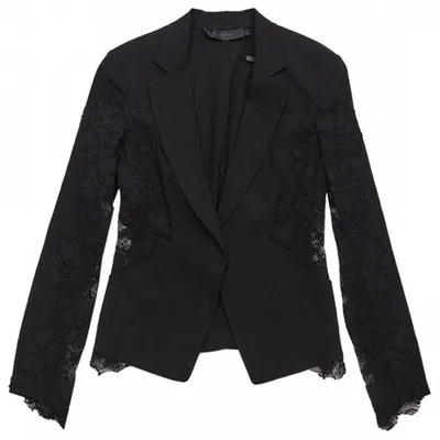 Pre-owned Donna Karan Linen Blazer In Black