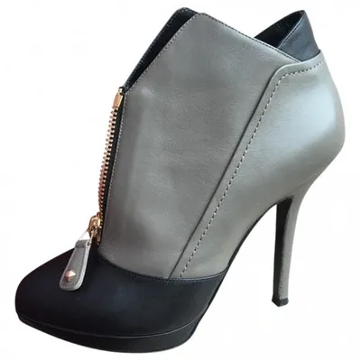 Pre-owned Greymer Leather Ankle Boots In Grey