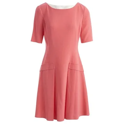 Pre-owned Oscar De La Renta Mid-length Wool Dress In Pink