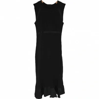 Pre-owned Donna Karan Wool Mid-length Dress In Black