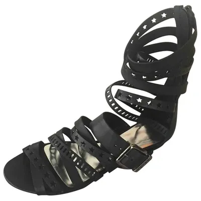 Pre-owned Balmain Leather Sandal In Black