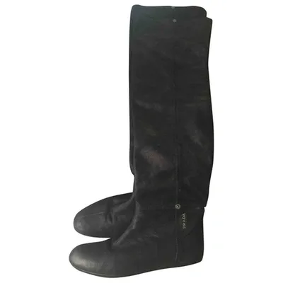 Pre-owned Prada Leather Boots In Black