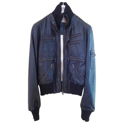 Pre-owned Dondup Leather Biker Jacket In Black