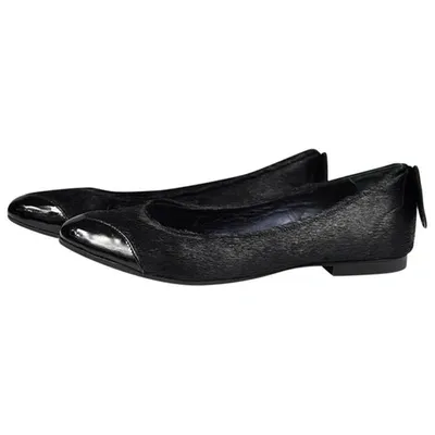 Pre-owned Sonia Rykiel Pony-style Calfskin Ballet Flats In Black