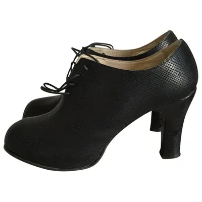 Pre-owned Reinhard Plank Leather Heels In Black