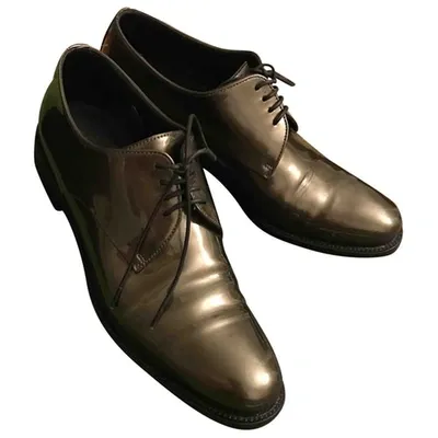 Pre-owned Hugo Boss Leather Lace Ups In Metallic