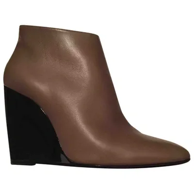 Pre-owned Pierre Hardy Leather Ankle Boots In Brown