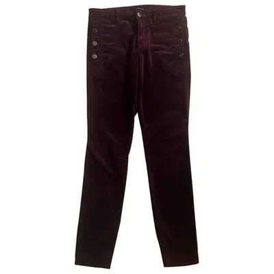 Pre-owned J Brand Velvet Slim Pants In Burgundy