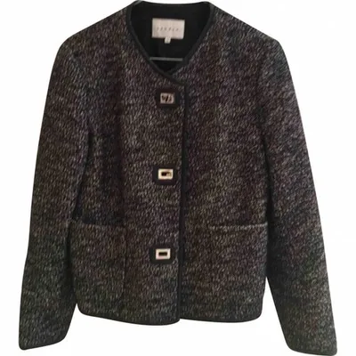 Pre-owned Sandro Wool Jacket In Black