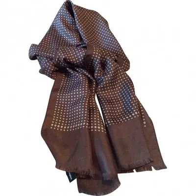 Pre-owned The Kooples Silk Neckerchief In Brown