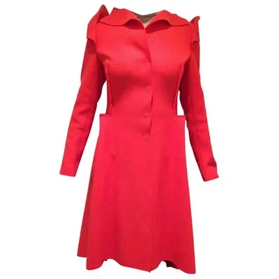 Pre-owned Bottega Veneta Wool Coat In Red