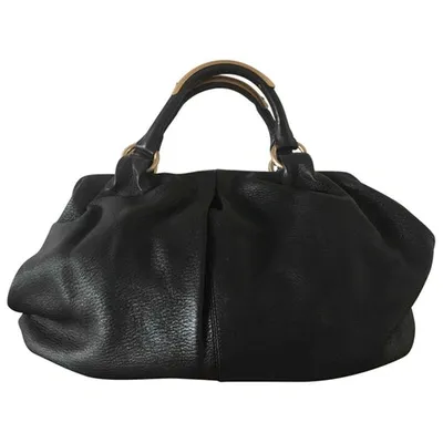 Pre-owned Hugo Boss Leather Handbag In Black