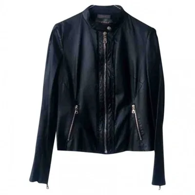 Pre-owned Prada Leather Biker Jacket In Black