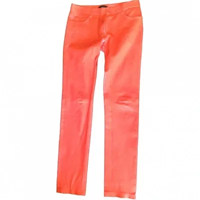 Pre-owned Joseph Leather Straight Pants In Orange