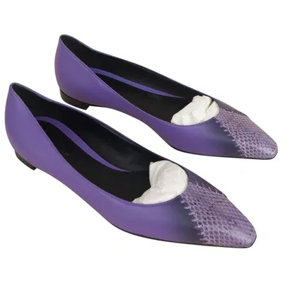 Pre-owned Bottega Veneta Leather Ballet Flats In Purple