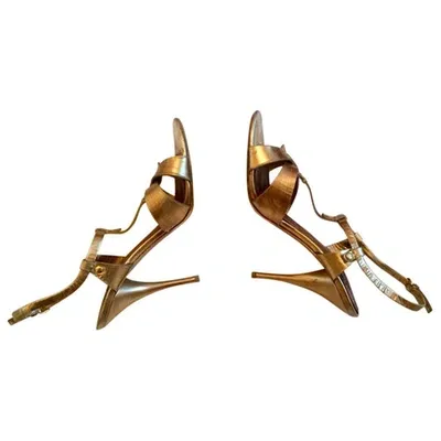 Pre-owned Miu Miu Leather Sandals In Gold