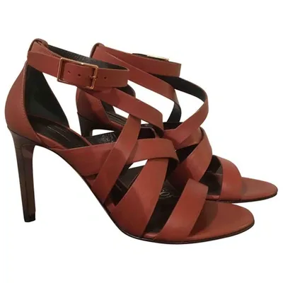 Pre-owned Hugo Boss Leather Sandals In Brown