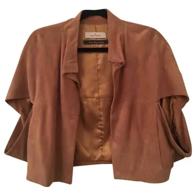 Pre-owned By Malene Birger Biker Jacket In Camel