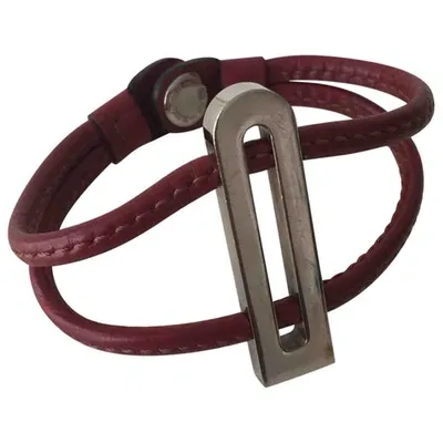 Pre-owned Delvaux Leather Bracelet In Burgundy