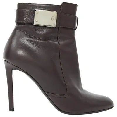 Pre-owned Dior Leather Ankle Boots In Purple