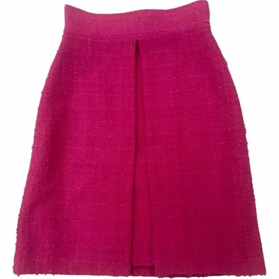 Pre-owned Chanel Wool Mid-length Skirt In Pink