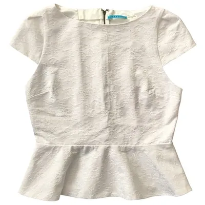 Pre-owned Alice And Olivia White Cotton Top