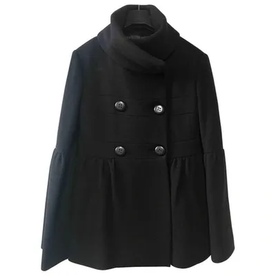 Pre-owned Tara Jarmon Wool Coat In Black