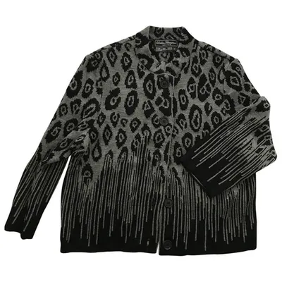 Pre-owned Ferragamo Wool Cardigan In Black