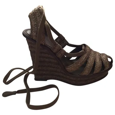 Pre-owned Bottega Veneta Cloth Heels In Brown