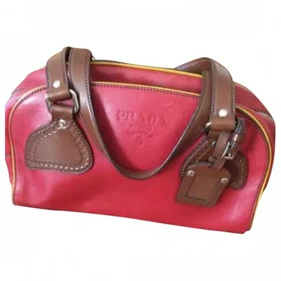 Pre-owned Prada Leather Handbag In Red