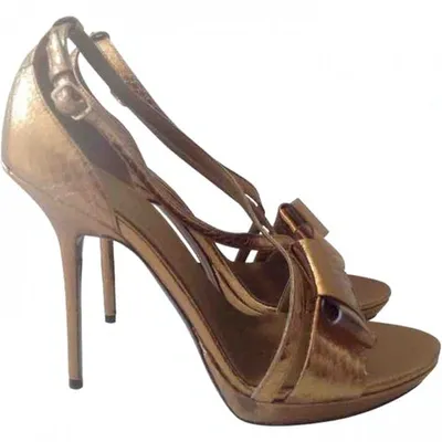 Pre-owned Burberry Leather Sandals In Gold