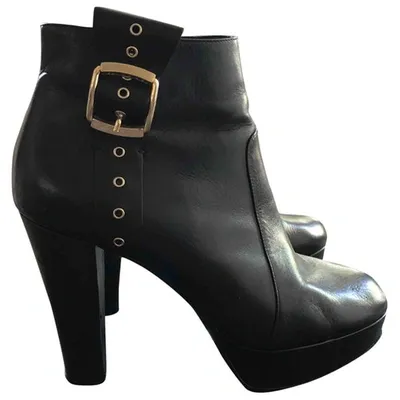 Pre-owned Sonia Rykiel Leather Ankle Boots In Black