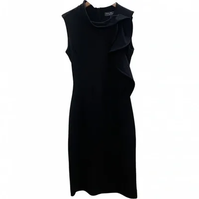 Pre-owned Ferragamo Wool Mid-length Dress In Black