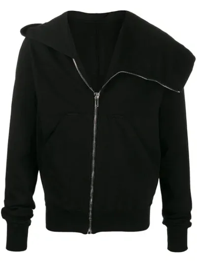 Rick Owens Drkshdw Asymmetric Zipped Hoodie In Black