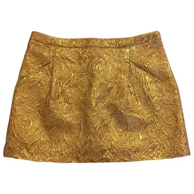 Pre-owned Hugo Boss Mini Skirt In Gold