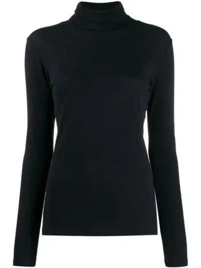 Majestic Turtle Neck Knitted Top In Blue