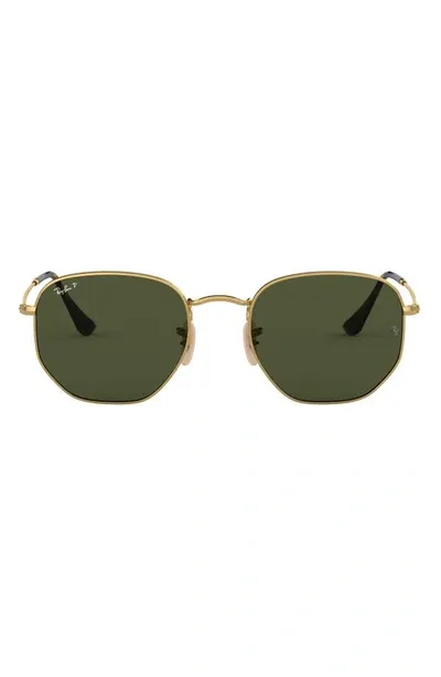 Ray Ban 51mm Polarized Geometric Sunglasses In Green