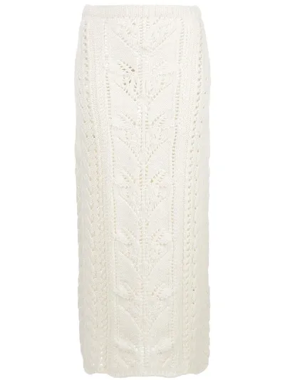 Brock Collection Open Knit Skirt In White