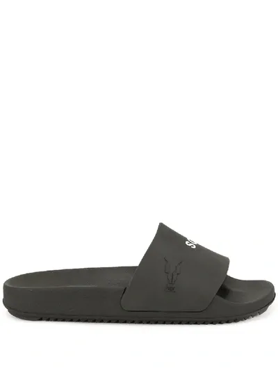 Rick Owens Drkshdw Printed Sliders In Schwarz