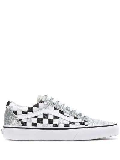 Vans Old Skool Glitter Checkered Sneakers In White