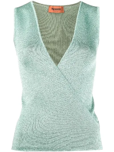 Missoni Lurex Wrap Top In Green