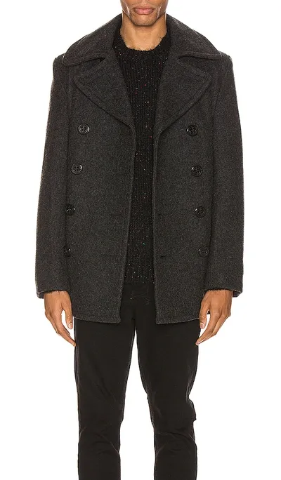 Schott Slim Fit Peacoat In Dark Ox