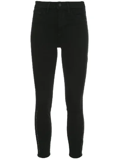 L Agence Studded Denim Leggings In Black