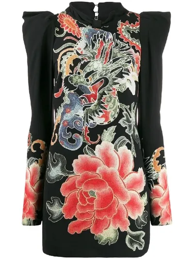 John Richmond Guereda Floral-print Dress In Black