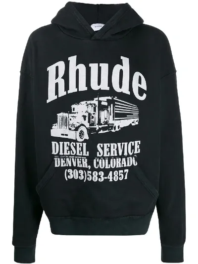 Rhude 'diesel Service' Kapuzenpullover In Black