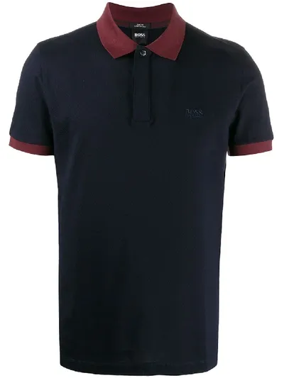 Hugo Boss Short Sleeved Polo Shirt In Blue