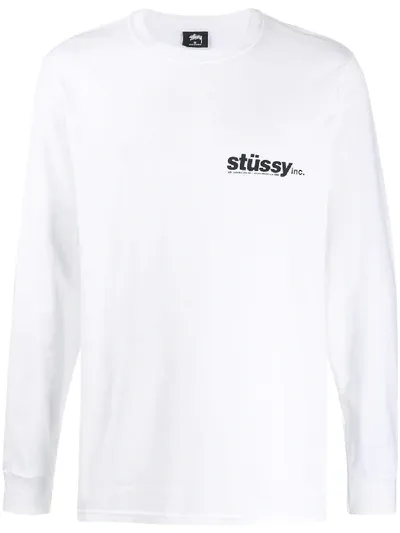 Stussy Long Sleeve Logo T-shirt In White