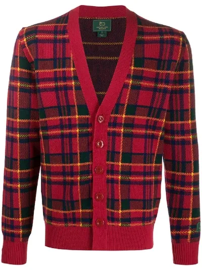 Woolrich Plaid V-neck Cardigan In Red